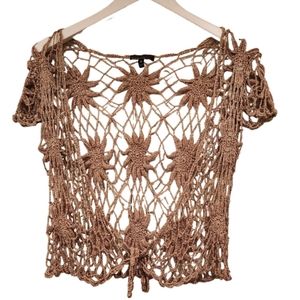 VINTAGE BOHO DAISY FLOWER Crochet NUDE VEST COVER UP.